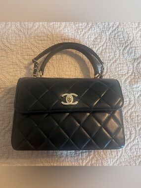 Chanel Trendy CC Quilted Top-Handle Lambskin Bag in Black